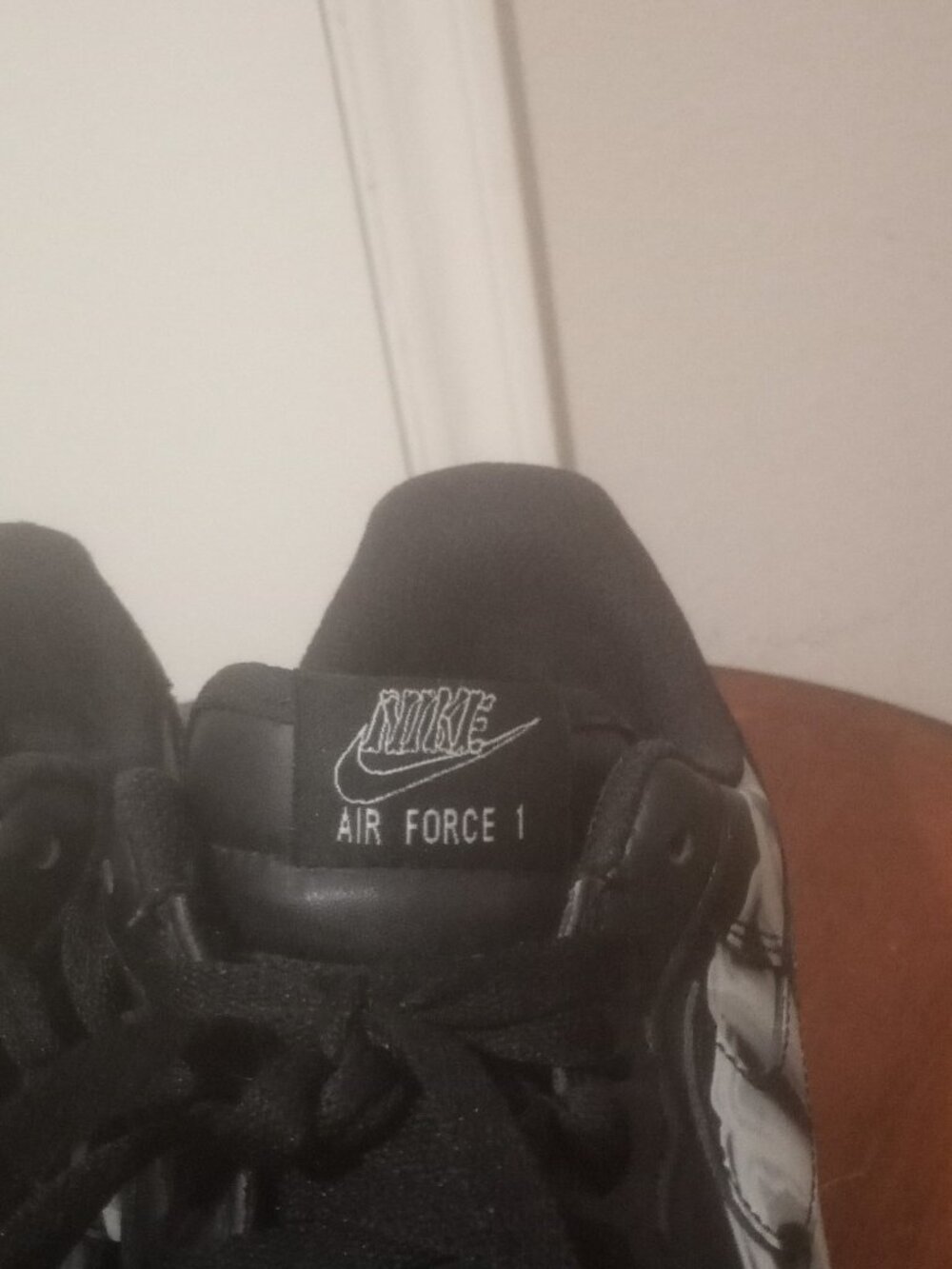 Nike Air Force 1 Low '07 QS Black Skeleton Size 6 Pre-Owned BQ7541-001 - Picture 6 of 12